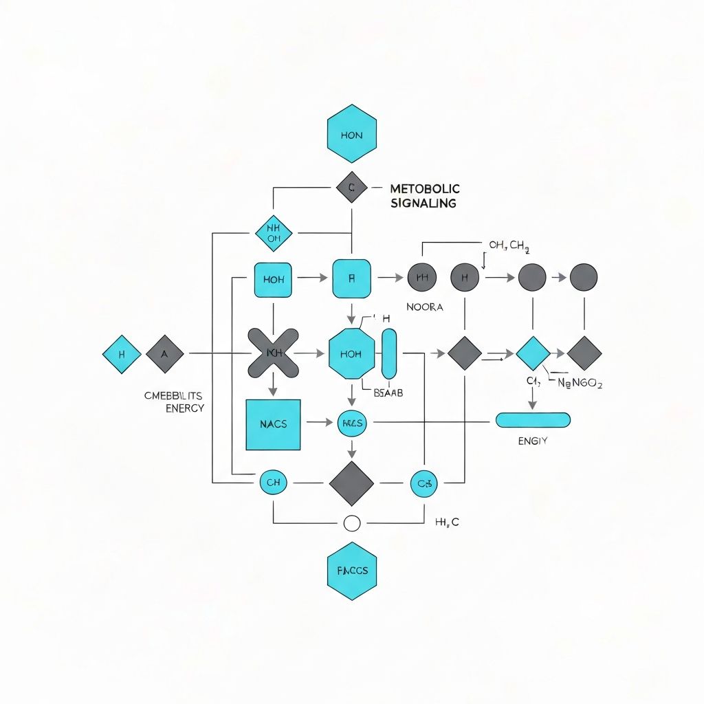 Scientific illustration of metabolic signaling pathways